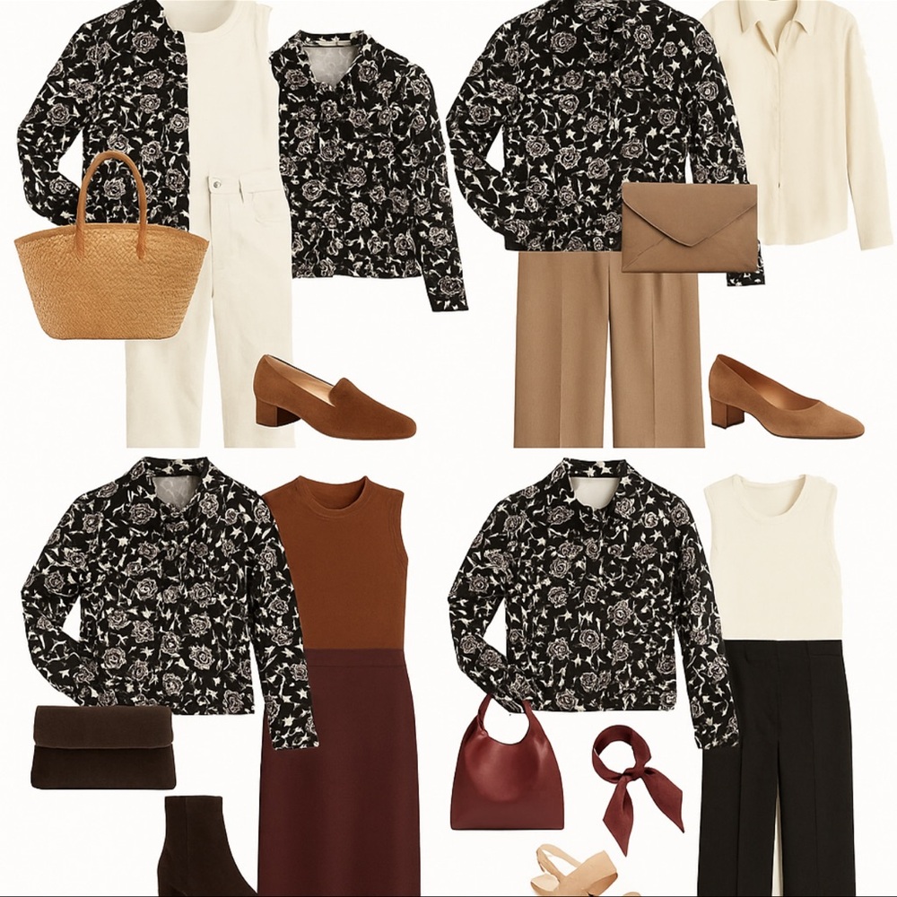 See U Soon Floral Print Spring Jacket White and Black New